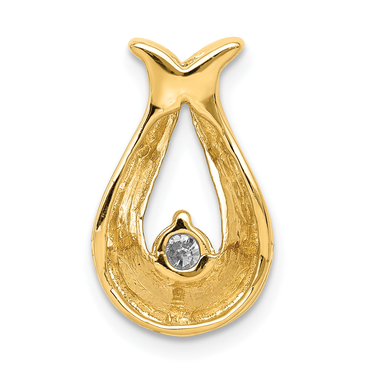 14K 3.4mm AA Diamond Teardrop Shape Chain Slide