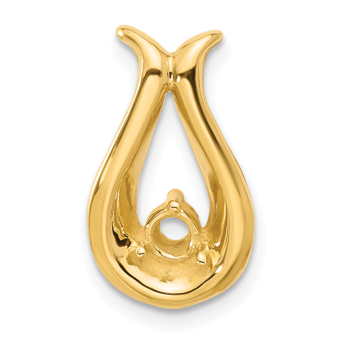 14k Holds 3.4mm Stone, Teardrop Shape Chain Slide Mounting Main image