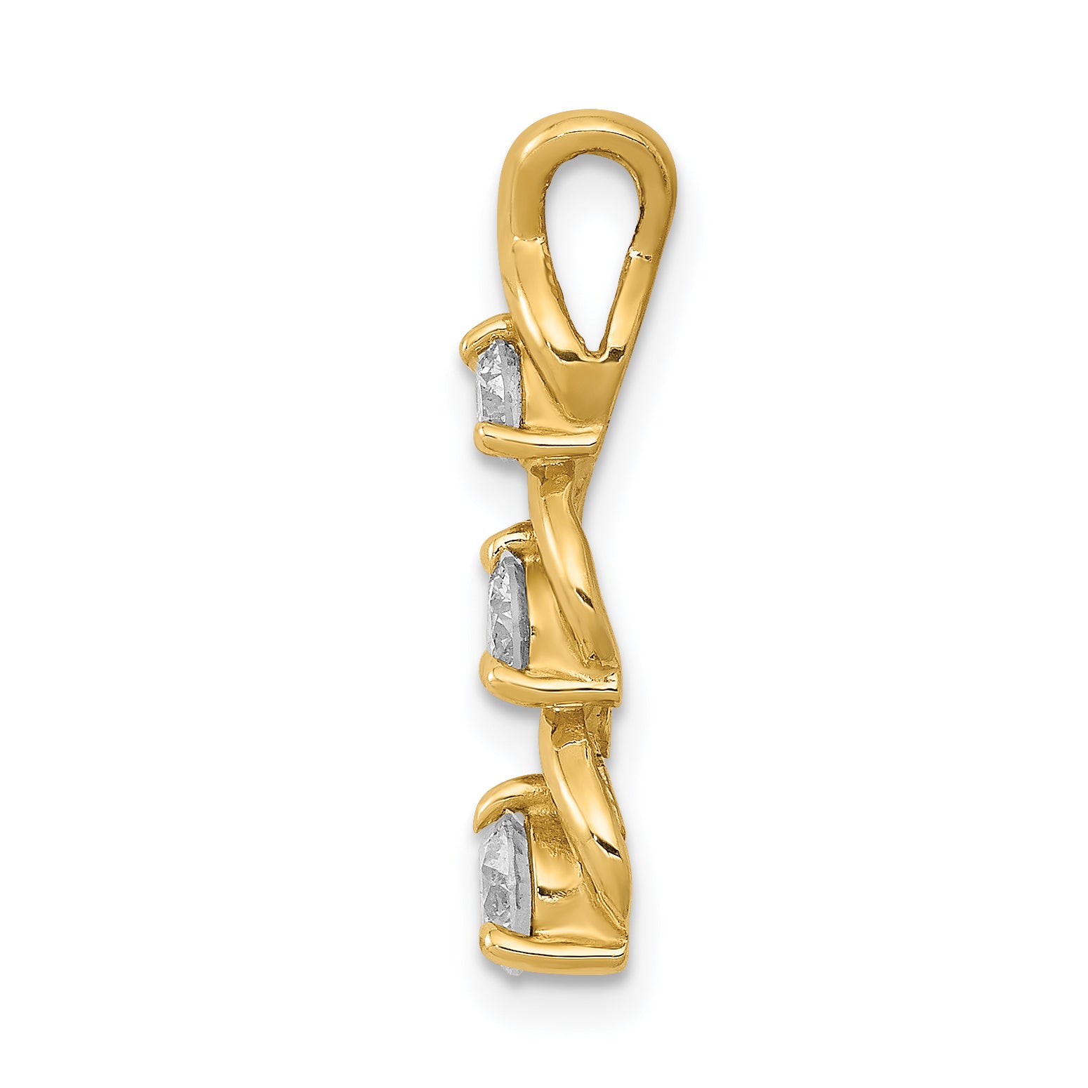 14K AA Diamond 3 Stone Criss-Cross Chain Slide