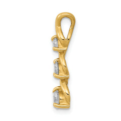 14K AA Diamond 3 Stone Criss-Cross Chain Slide