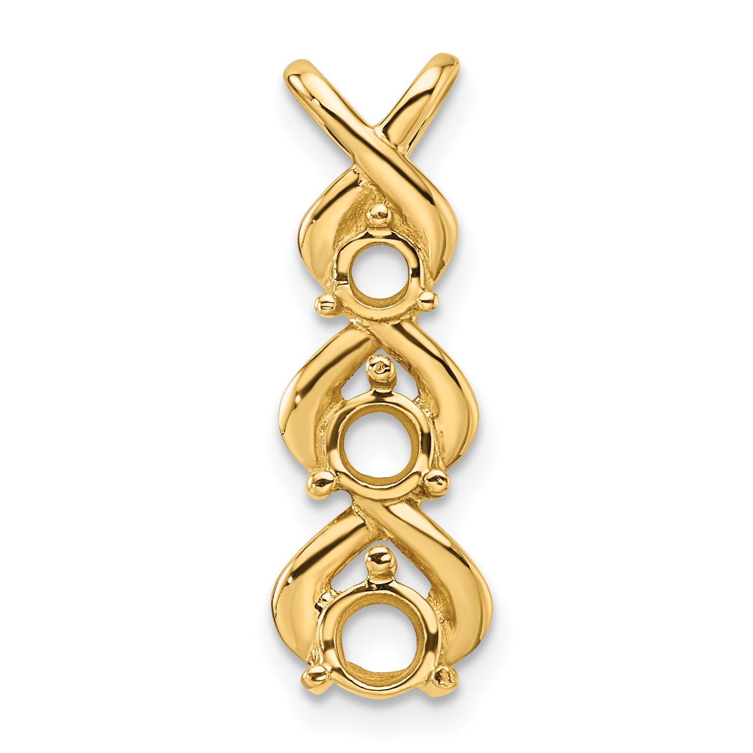 14k Holds 3 Stone Criss-Cross Chain Slide Mounting Main image