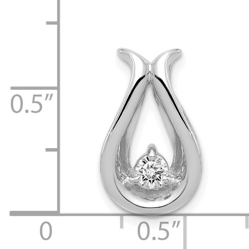 14K White Gold 3.4mm AA Diamond Teardrop Shape Chain Slide Secondary image