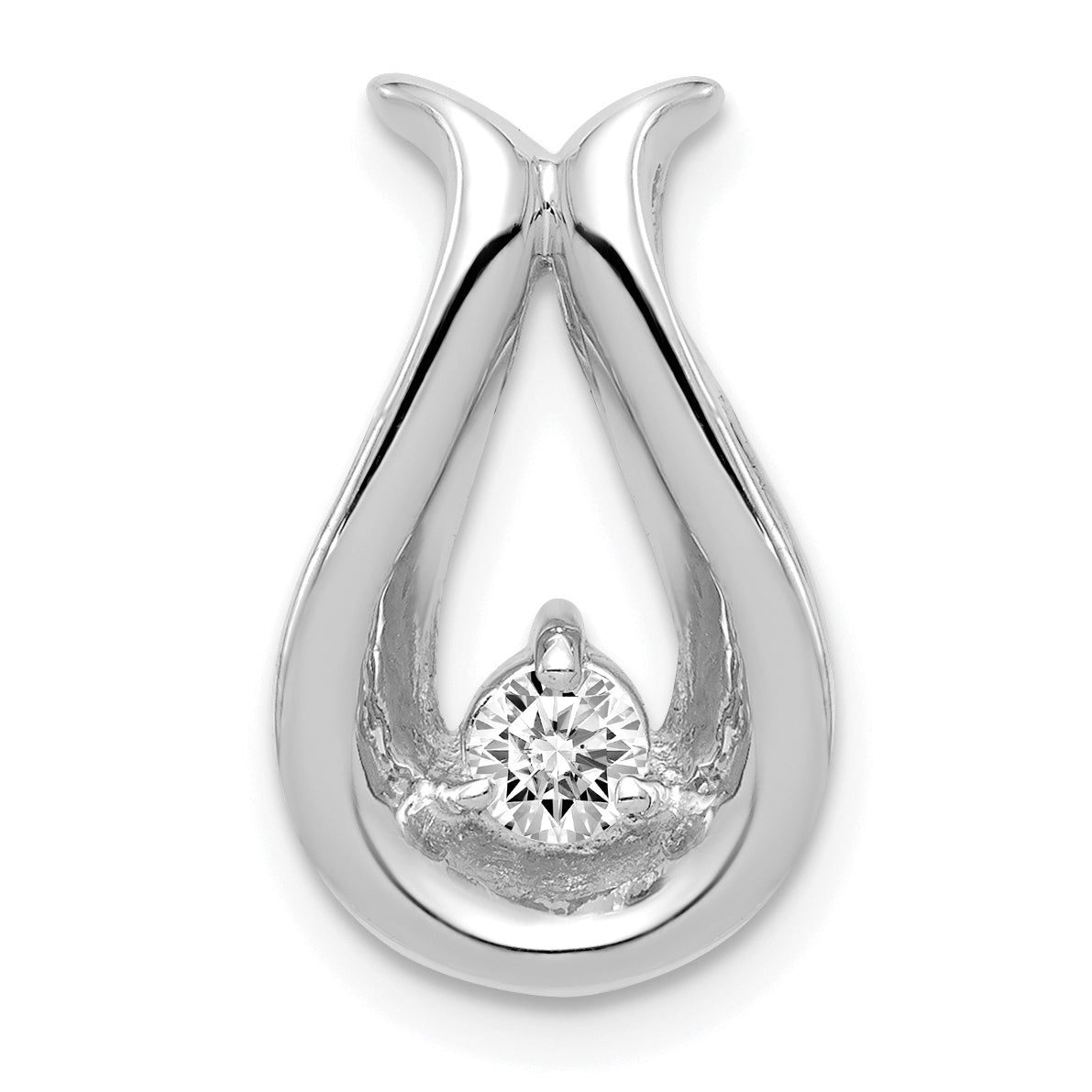 14K White Gold VS Diamond chain slide