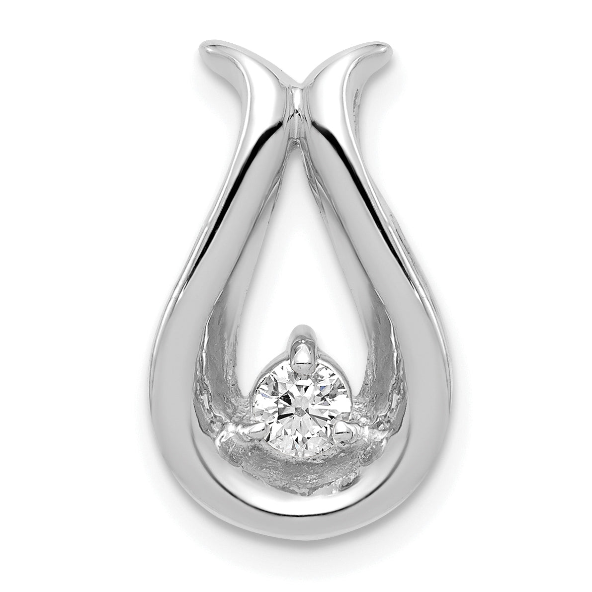 14k White Gold 3.4mm VS Diamond Teardrop Shape Chain Slide Main image
