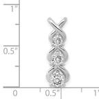 14K White Gold AA Diamond 3 Stone Criss-Cross Chain Slide