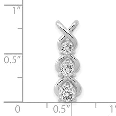 14K White Gold AA Diamond 3 Stone Criss-Cross Chain Slide