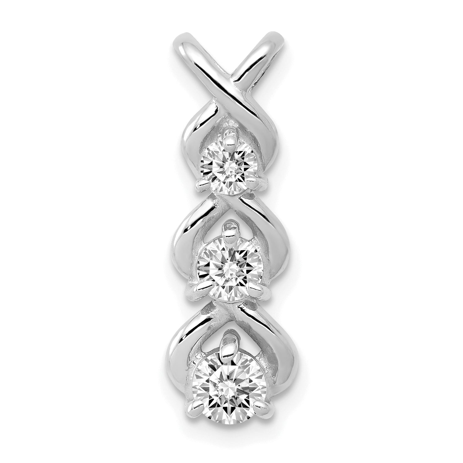 14K White Gold VS Diamond chain slide