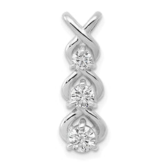 14k White Gold VS Diamond 3 Stone Criss-Cross Chain Slide