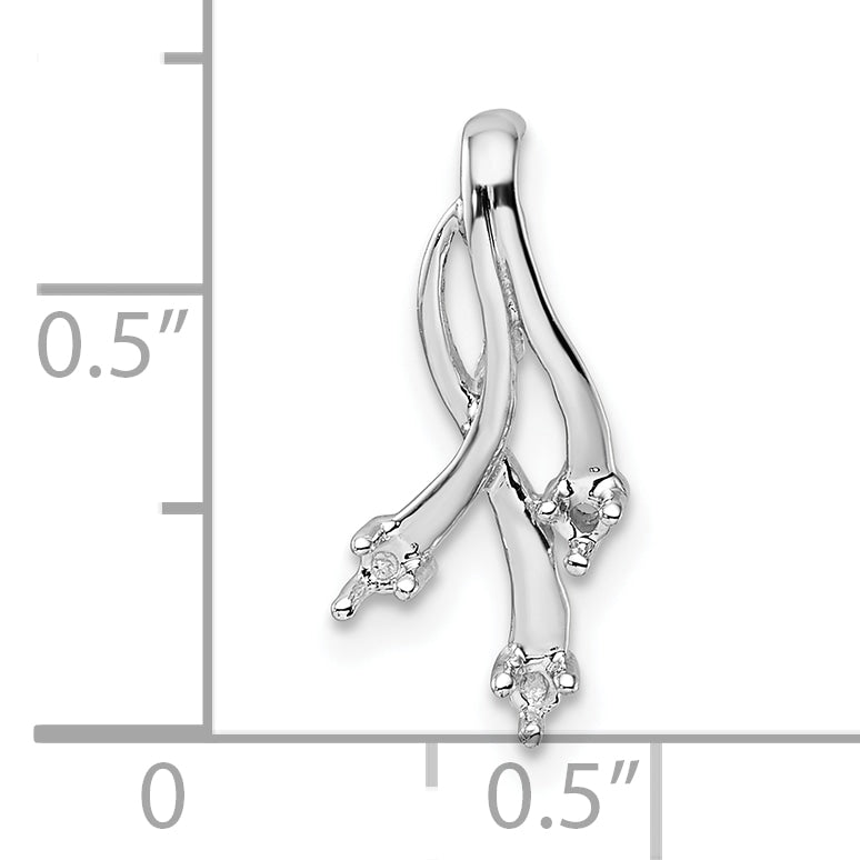 14k White Gold Holds 3-1.6mm Stone Twisted Chain Slide Mounting (No Stone Included)
