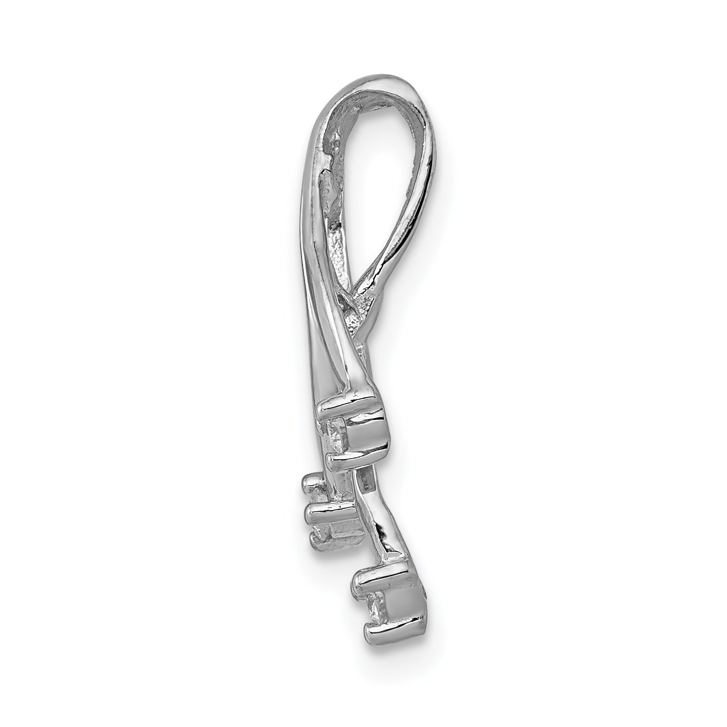 14K White Gold AA Diamond 3-1.6mm Stone Twisted Chain Slide Secondary image