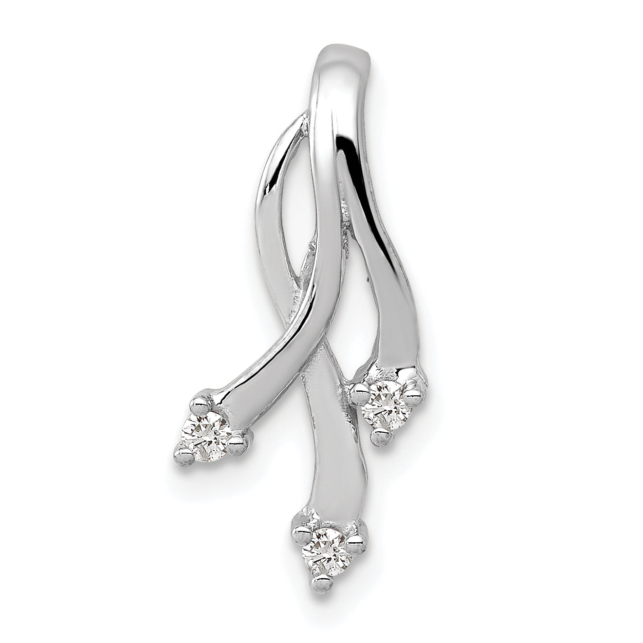 14k White Gold AA Diamond 3-1.6mm Stone Twisted Chain Slide Main image
