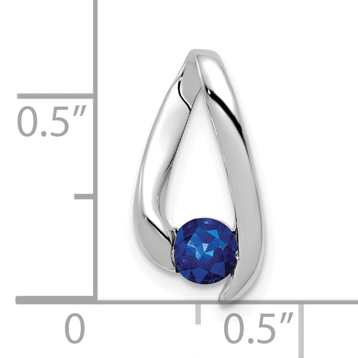 14K White Gold 4mm Sapphire Pendant Secondary image