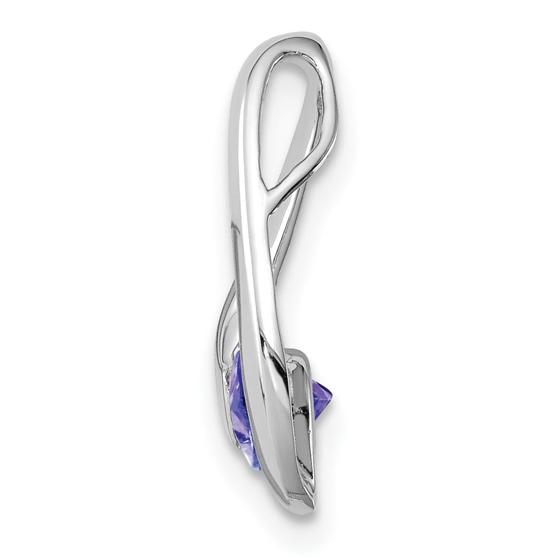 14K White Gold 4mm Tanzanite Pendant Secondary image