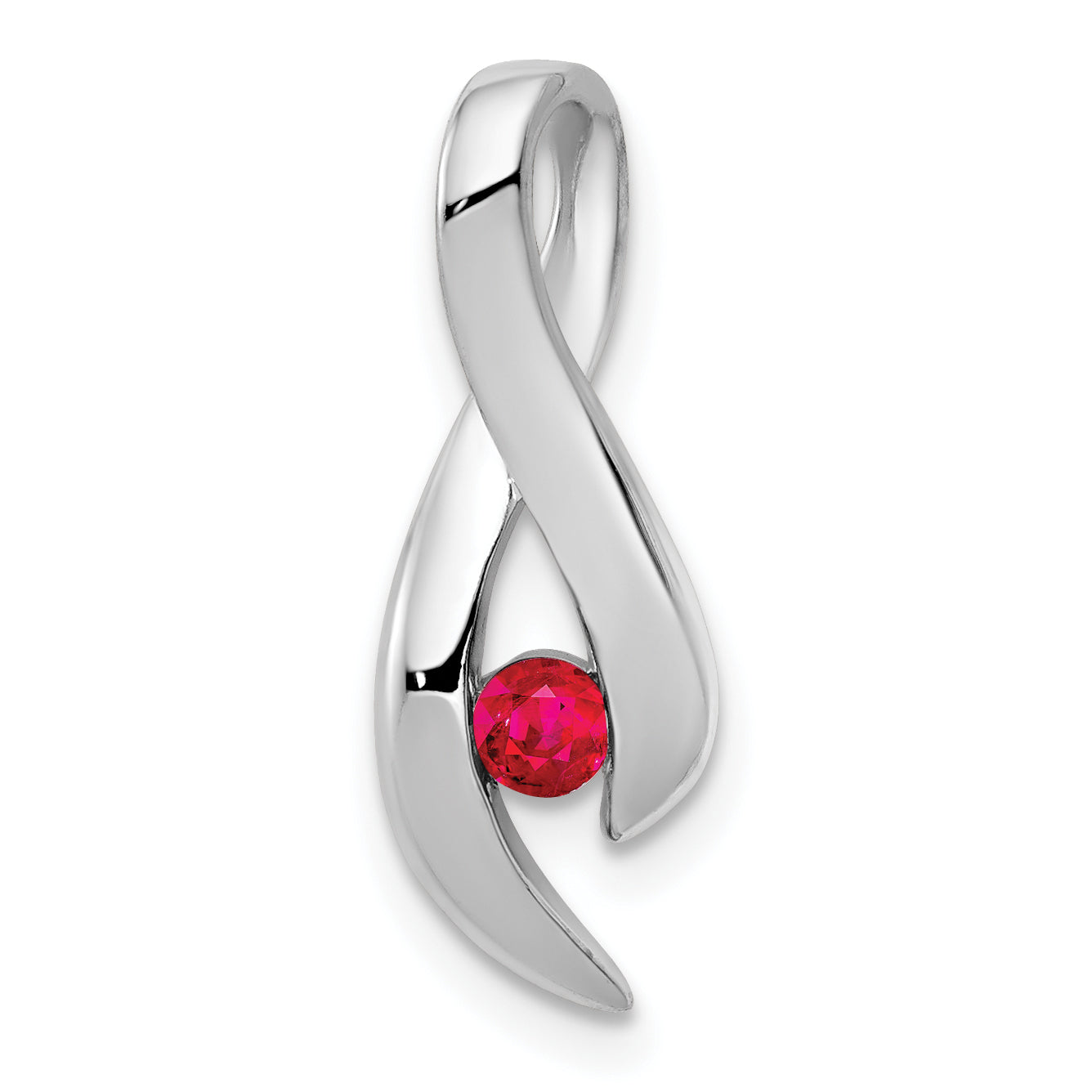 14k White Gold 3mm Ruby Pendant Main image