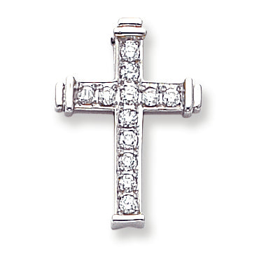 14k White Gold AA Diamond Cross Pendant