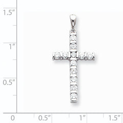 14K White Gold AA Diamond Latin Cross Pendant
