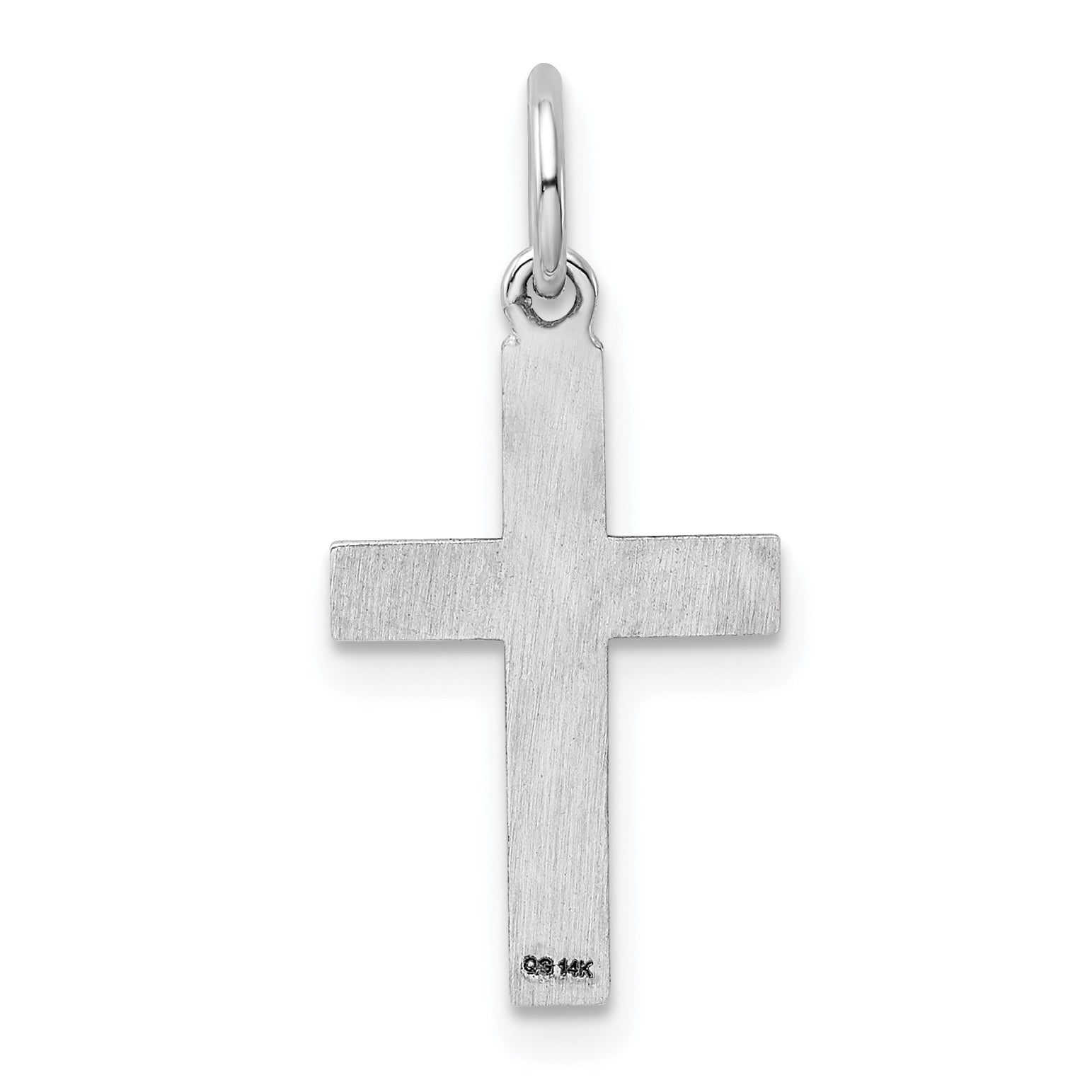 14K White Gold Laser Designed Cross Pendant