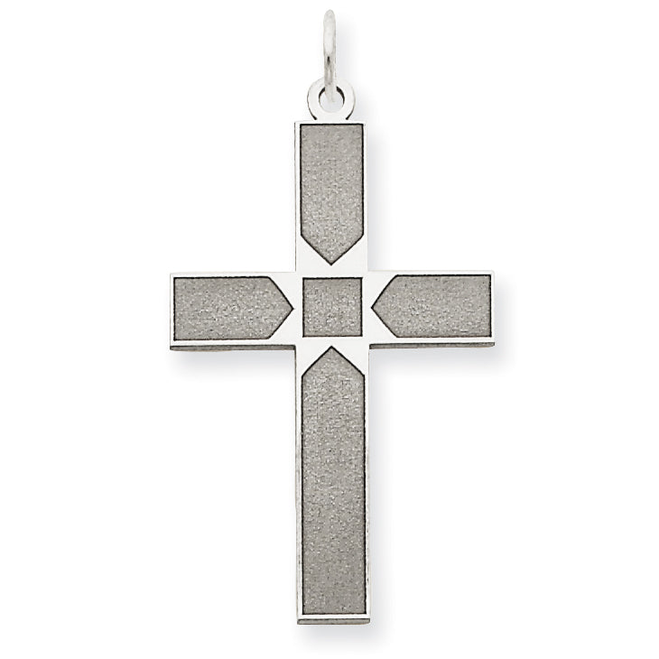 14K White Gold Laser Designed Cross Pendant Main image