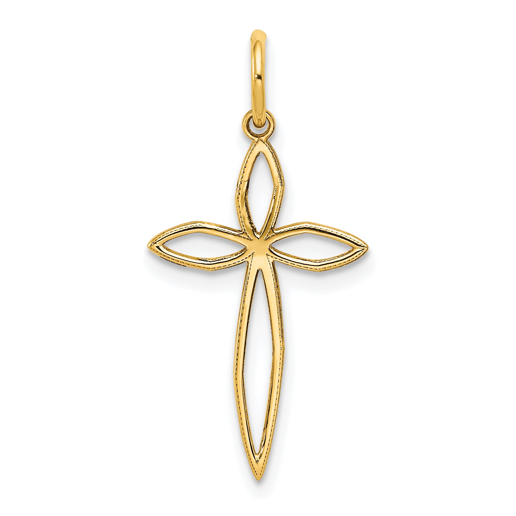 14K Laser Designed Passion Cross Charm Main image