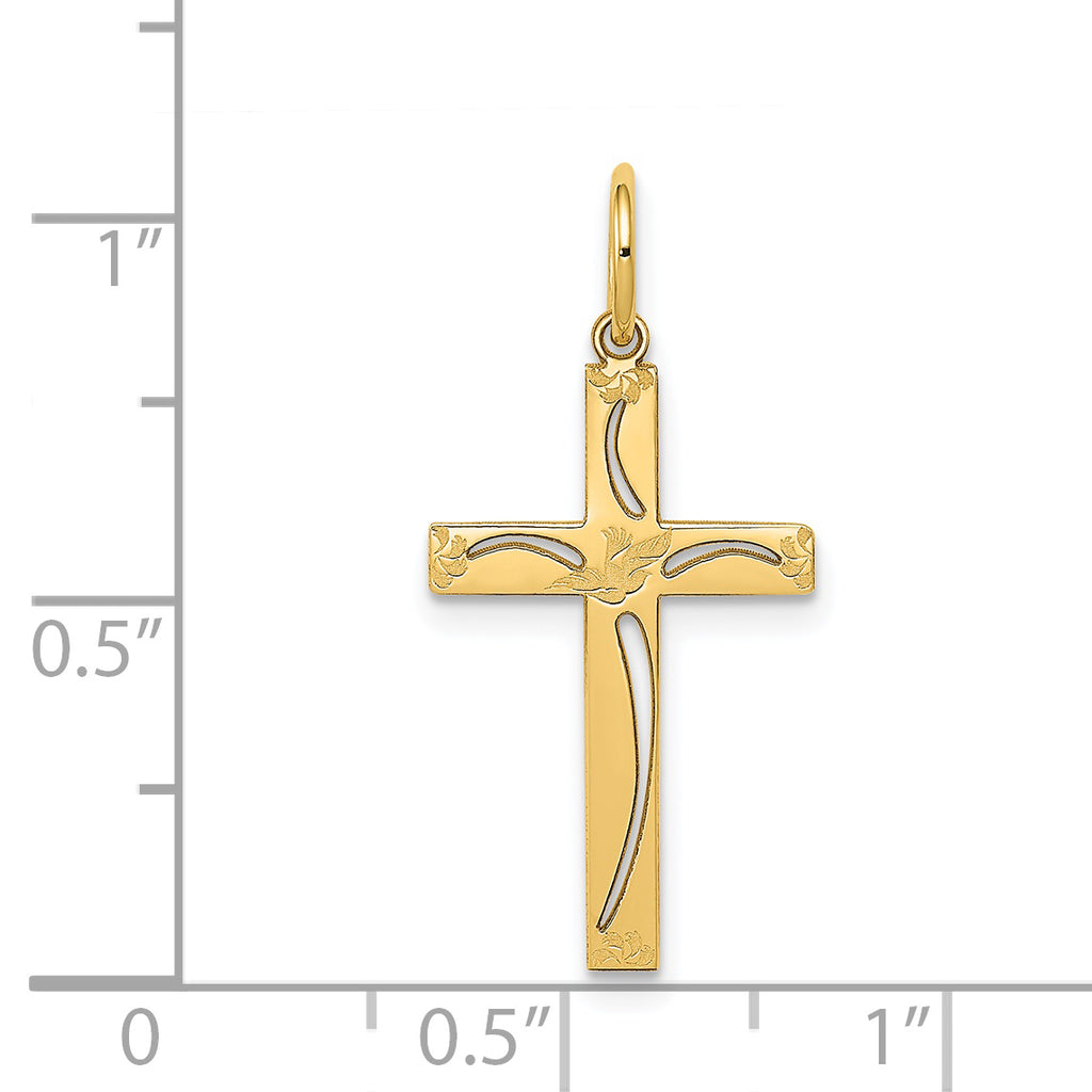14K Laser Designed Cross Charm