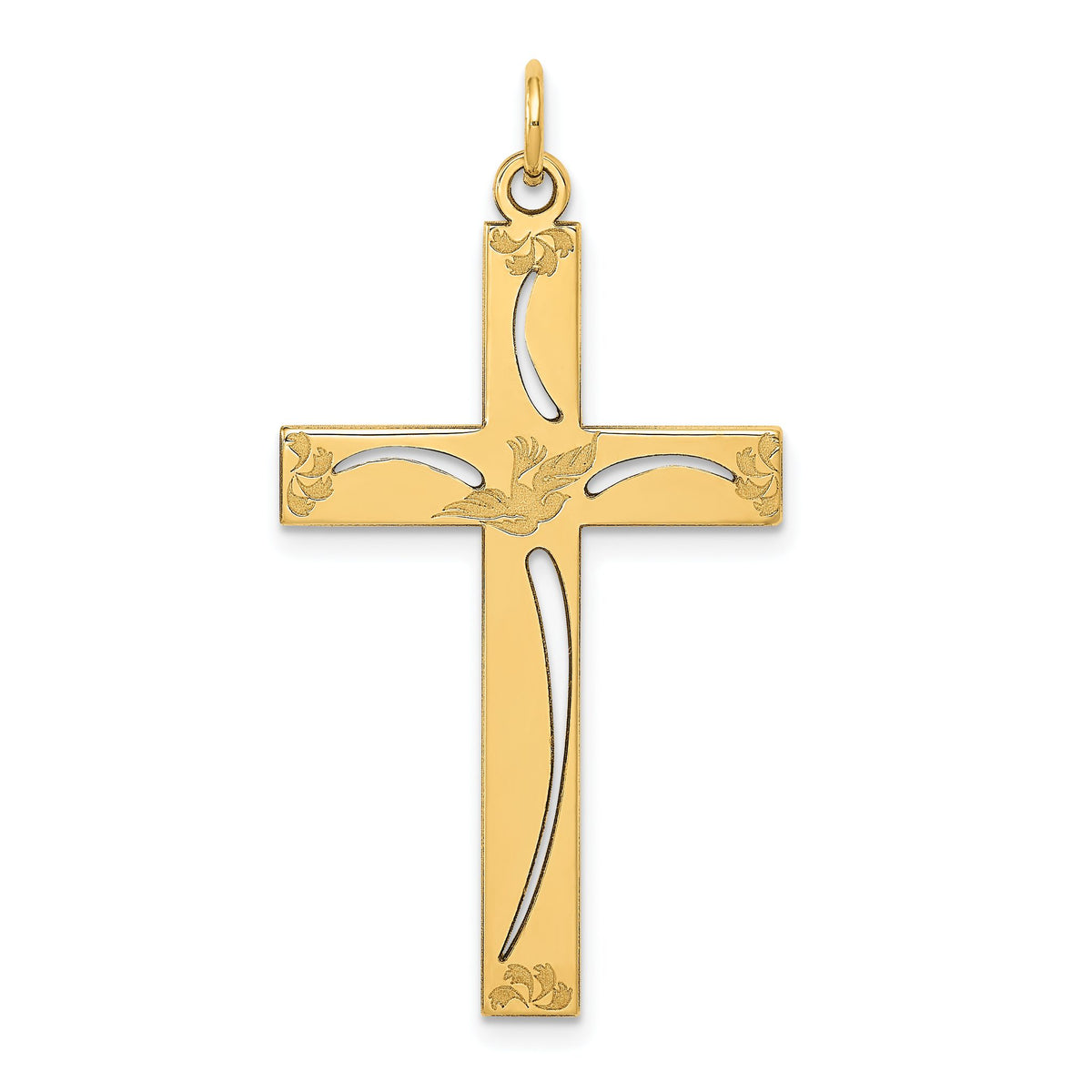 Laser-Cut Cross Charm in 14K Yellow Gold, 39mm - Sophia Jewelers Main image