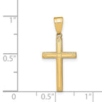 14K Solid Laser Etched Cross Pendant