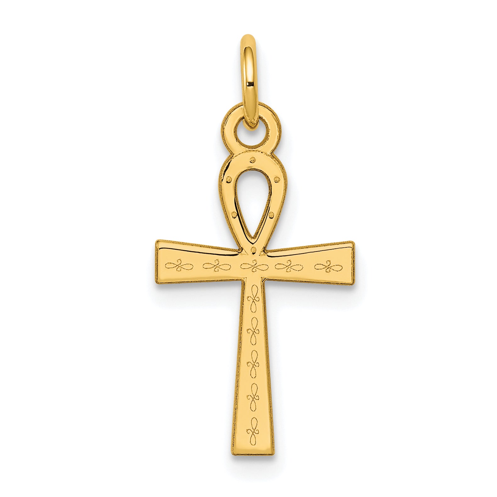 14K Laser Designed Ankh Cross Charm Main image