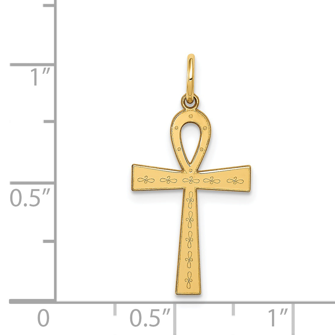 14K Laser Designed Ankh Cross Charm