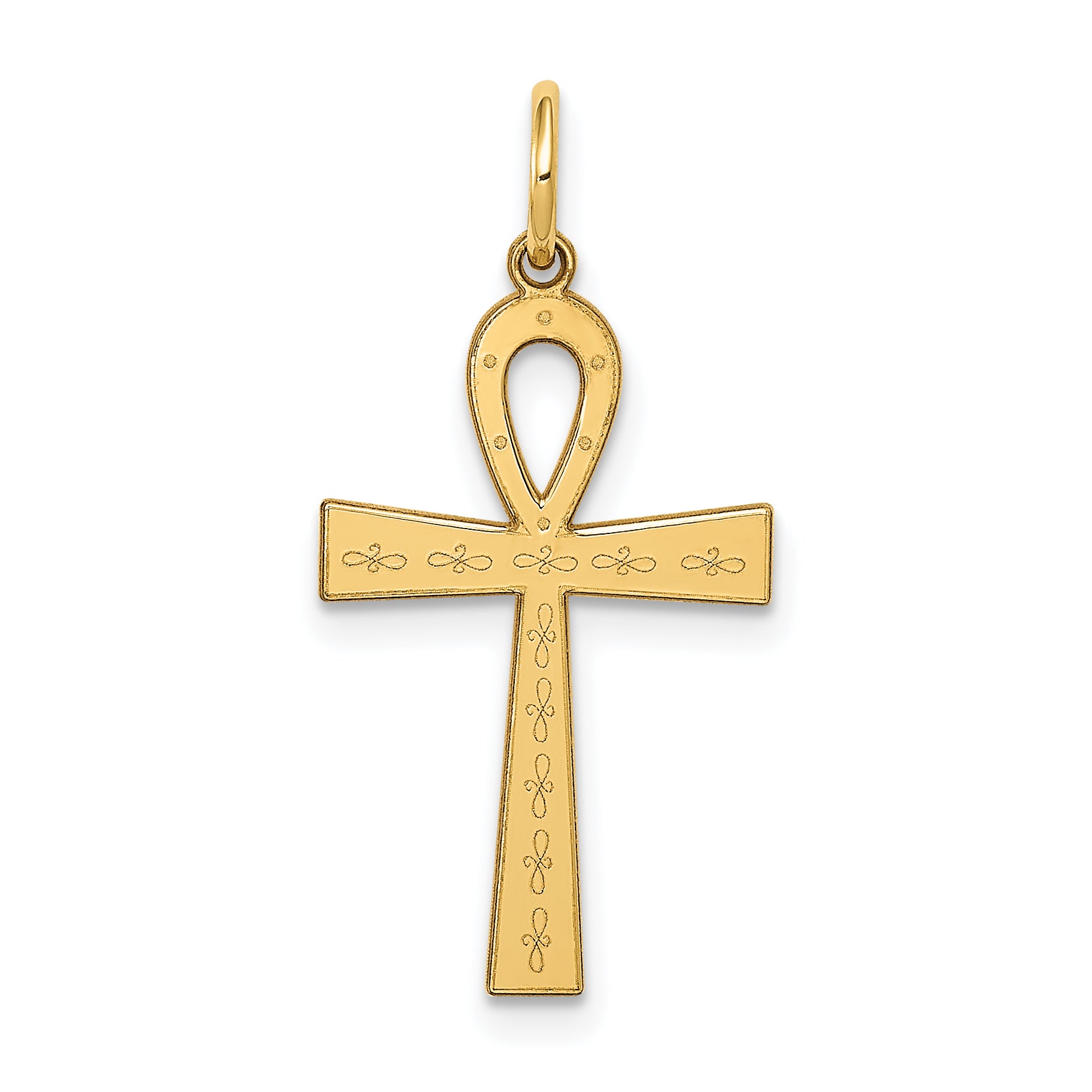 14K Laser Designed Ankh Cross Charm Main image