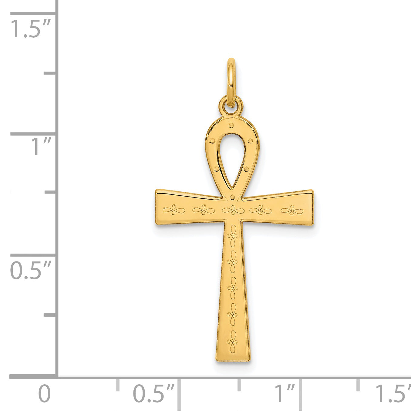 14K Laser Designed Ankh Cross Pendant