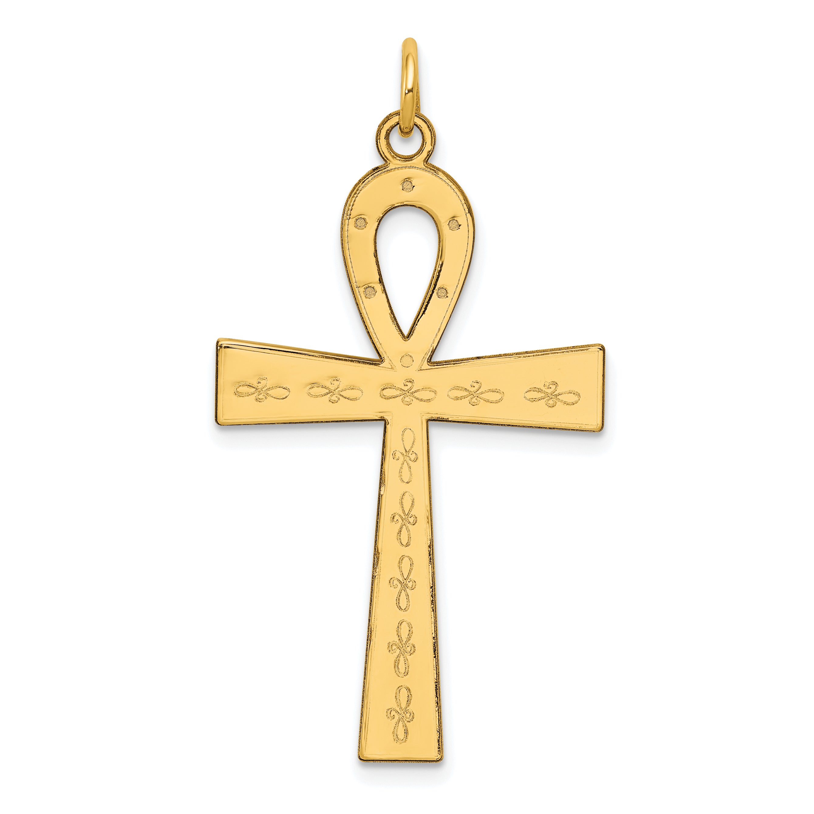 14K Laser Designed Ankh Cross Pendant Main image