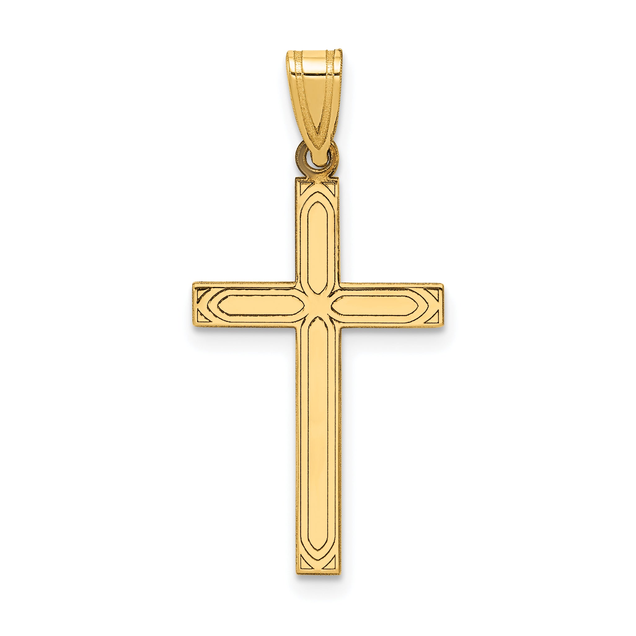 14k Solid Laser Etched Cross Pendant Main image