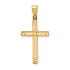 14k Solid Laser Etched Cross Pendant