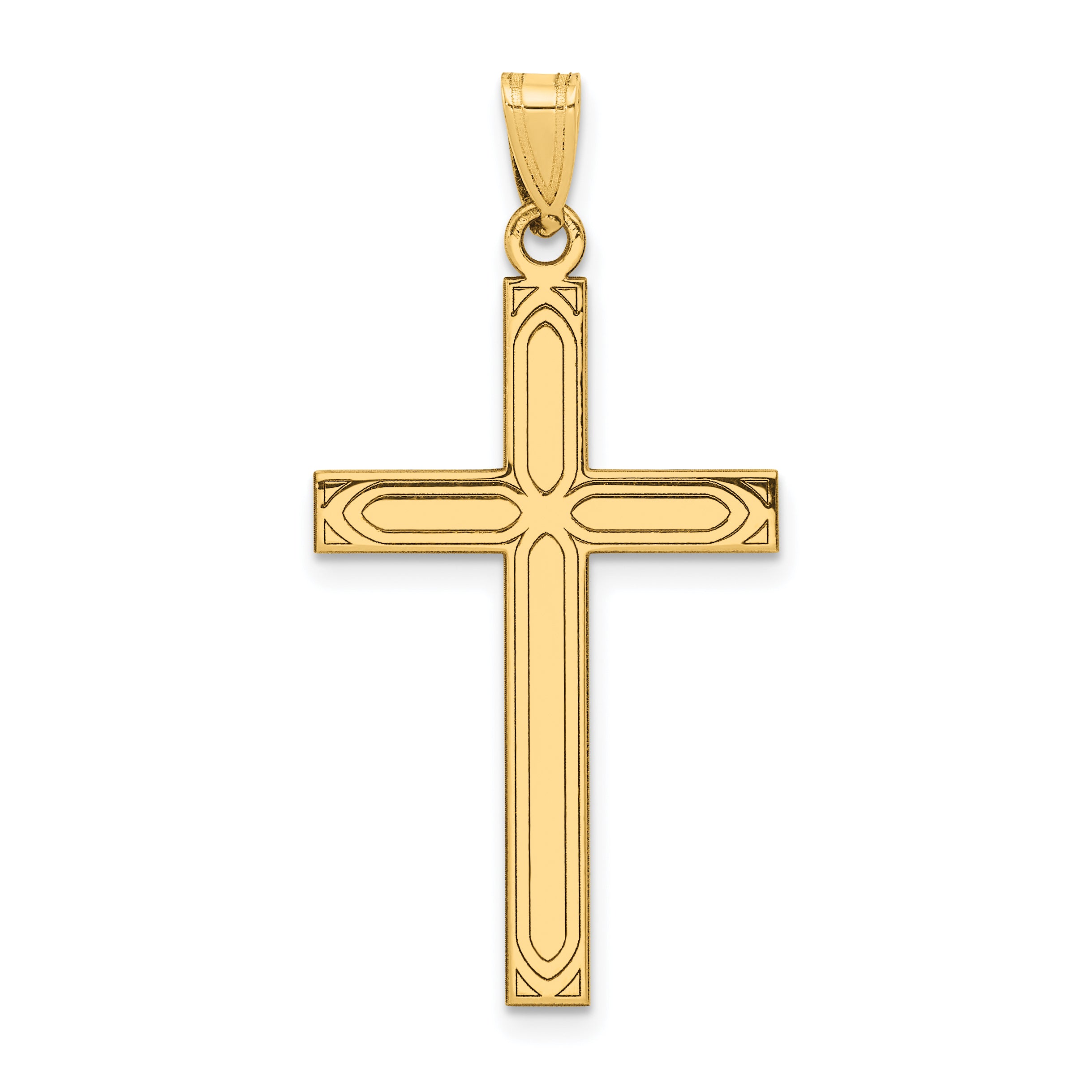 14k Solid Laser Etched Cross Pendant Main image