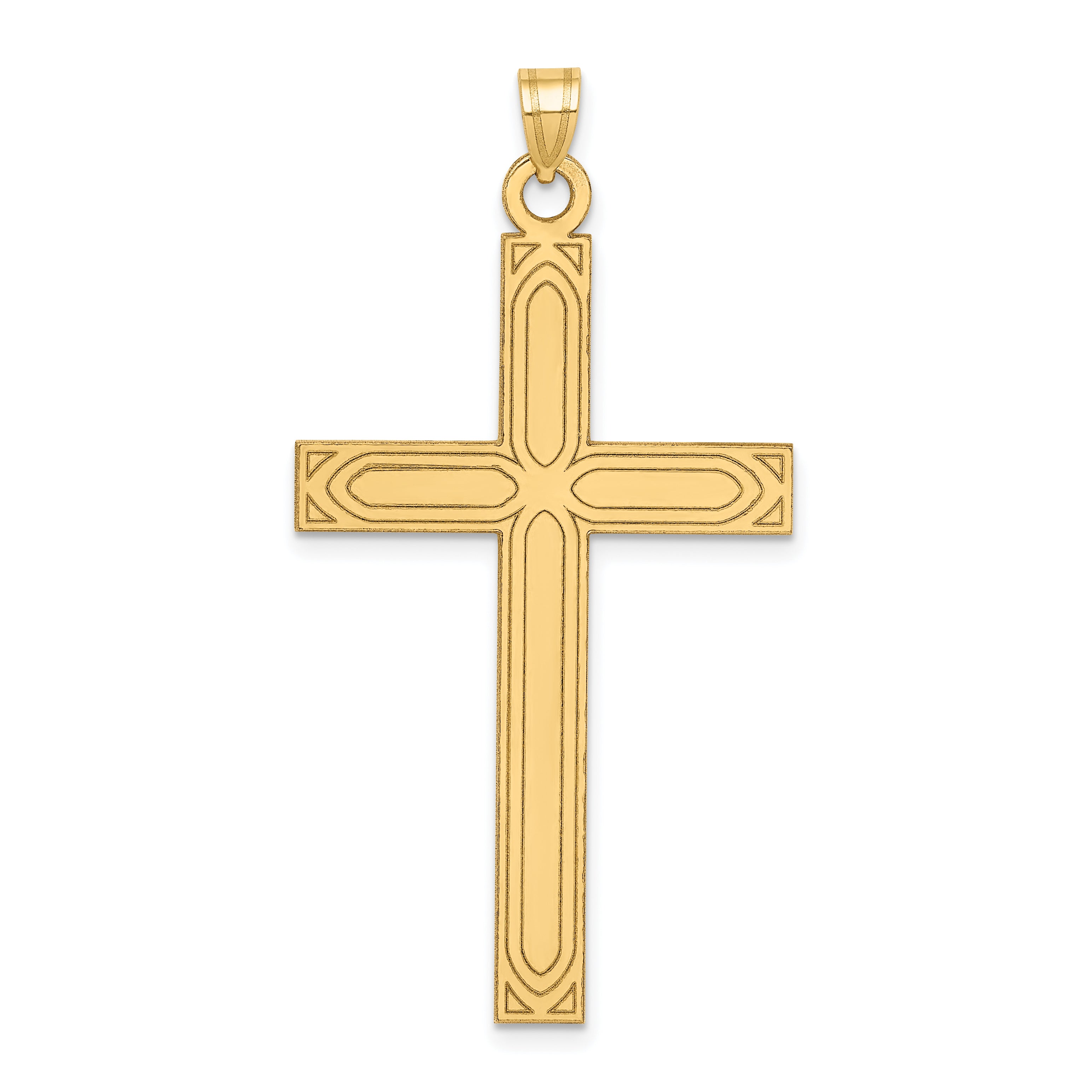 14k Solid Laser Etched Cross Pendant Main image