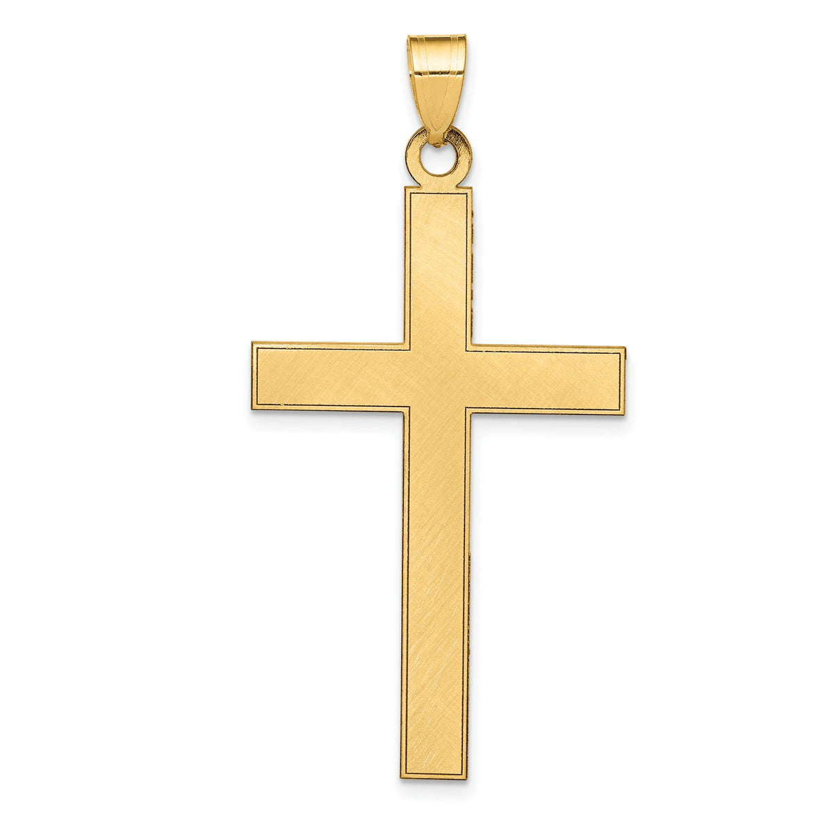 Florentine Cross Pendant in 14K Yellow Gold, 48mm Brushed & Satin - Sophia Jewelers Main image