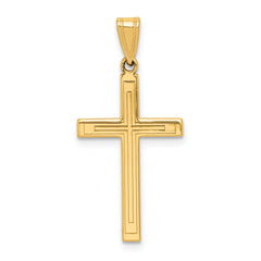 14k Solid Laser Etched Cross Pendant