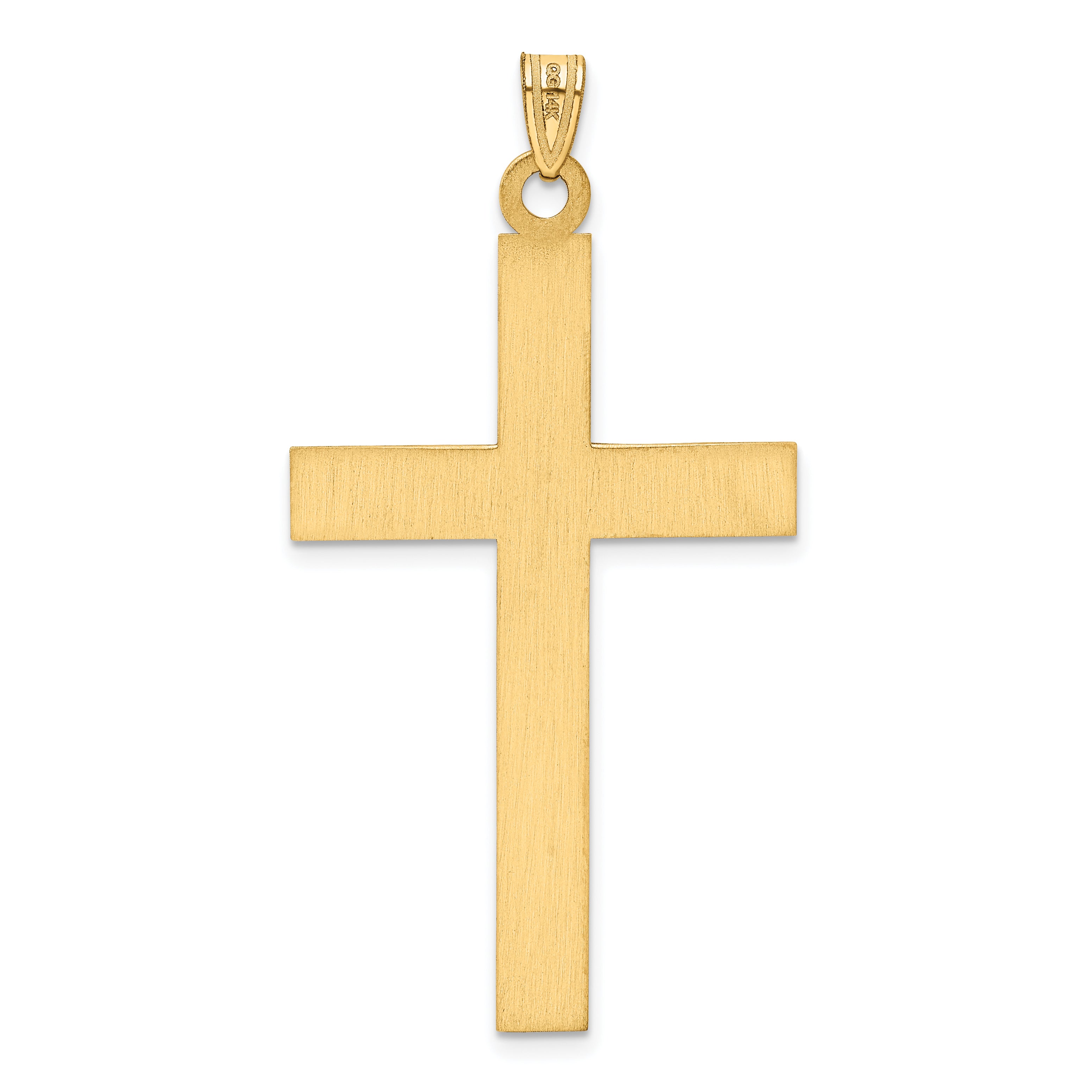 14K Solid Laser Etched Cross Pendant