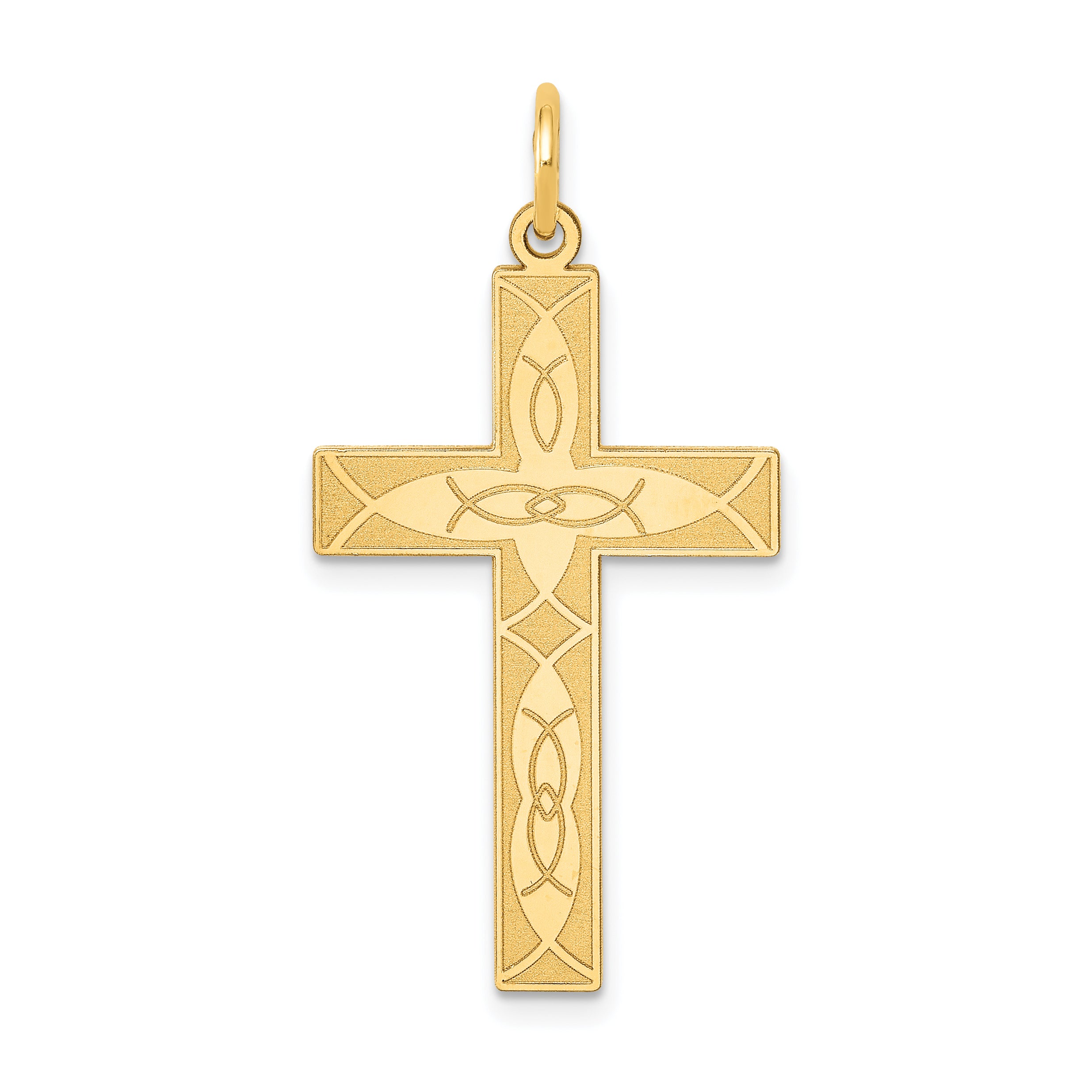 14K Laser Designed Ichthus Cross Pendant Main image
