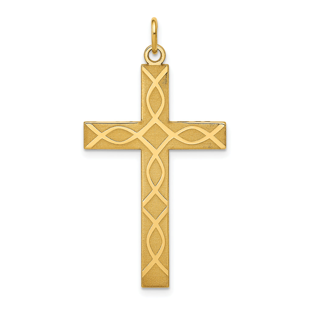 14K Laser Designed Cross Pendant