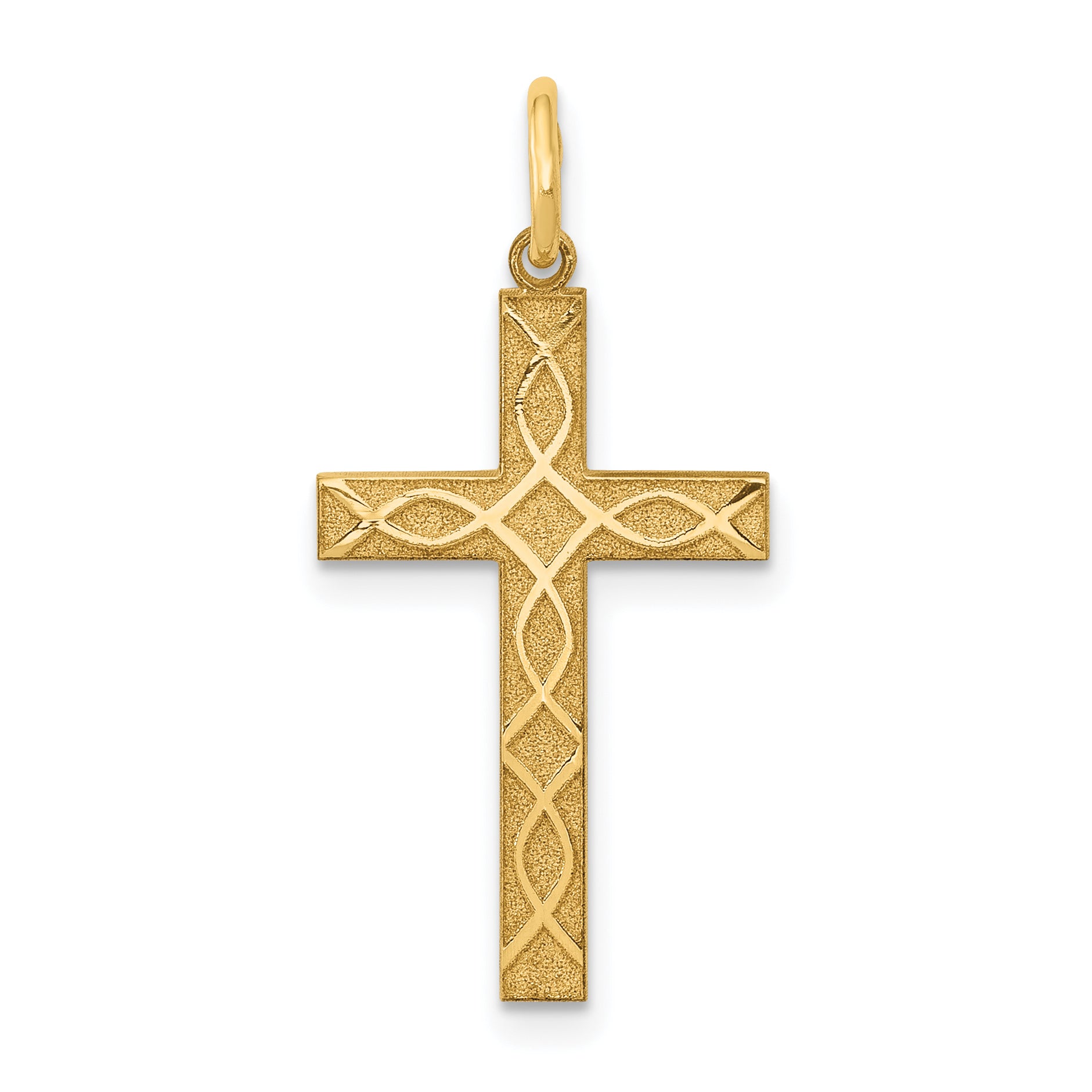 14K White Laser Designed Cross Charm Main image