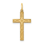 14K White Laser Designed Cross Charm