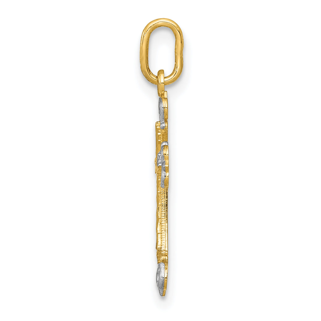 14K With Rhodium Cross Charm