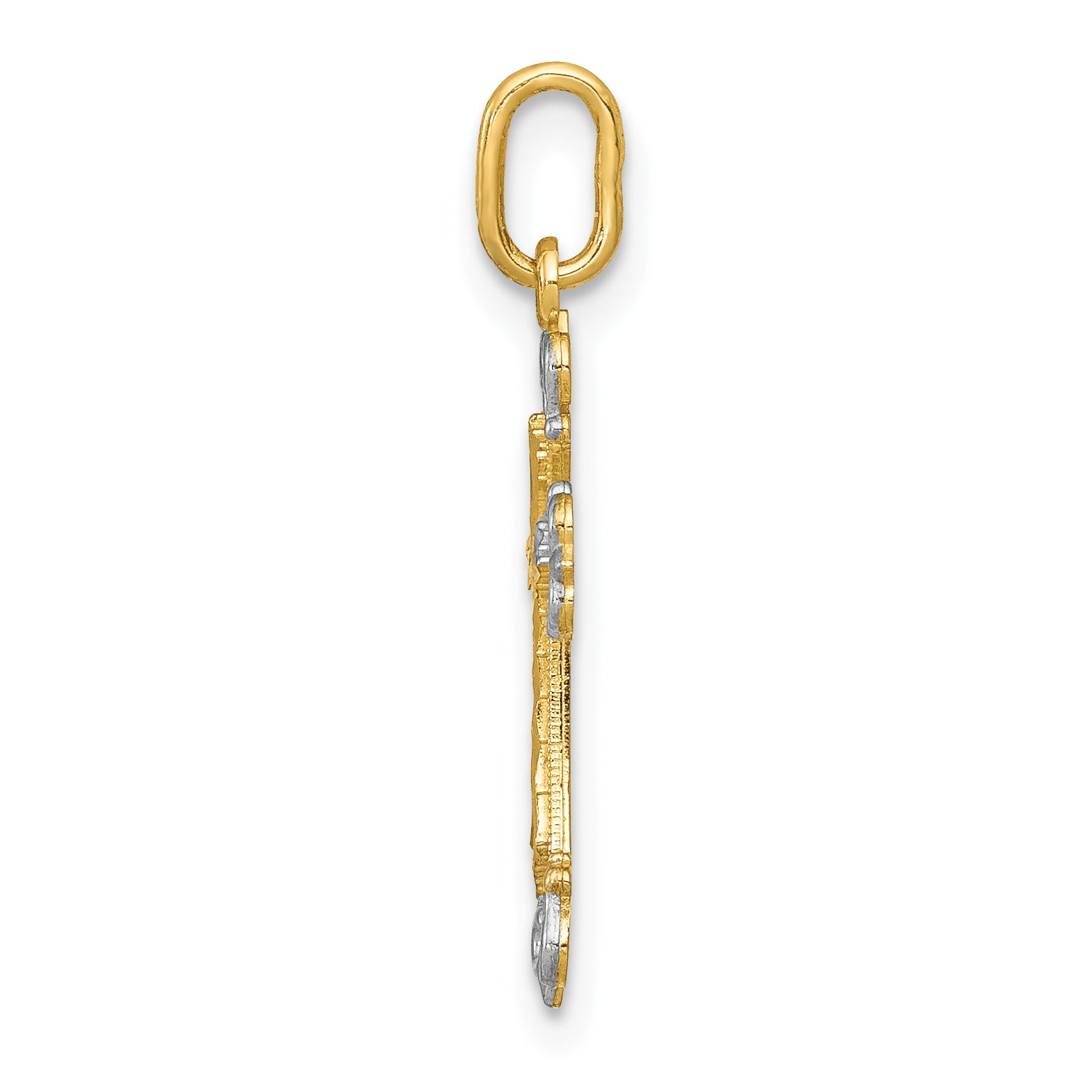 14K With Rhodium Cross Charm