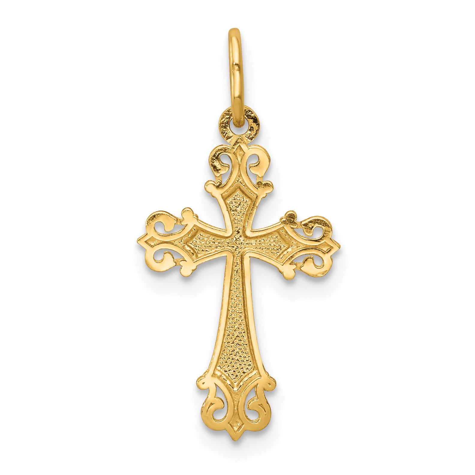 14K With Rhodium Cross Charm