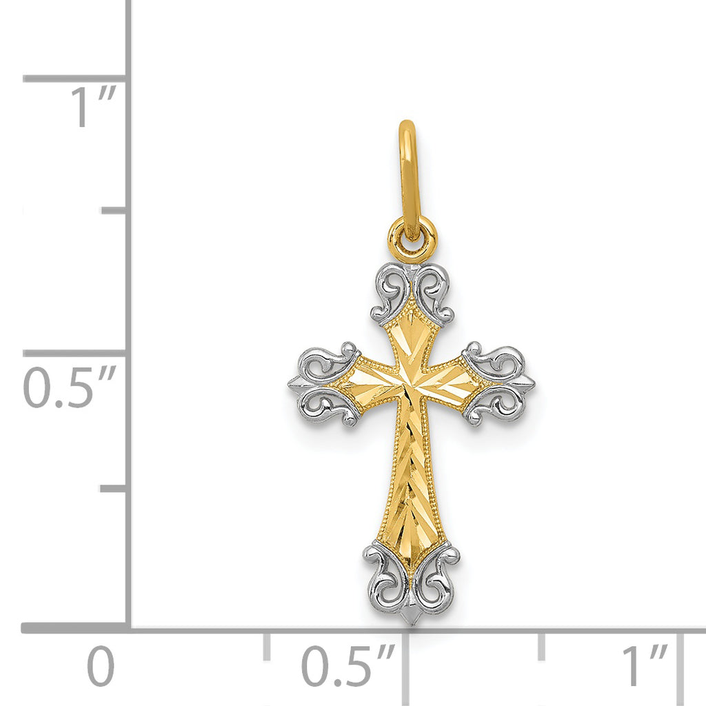 14K With Rhodium Cross Charm