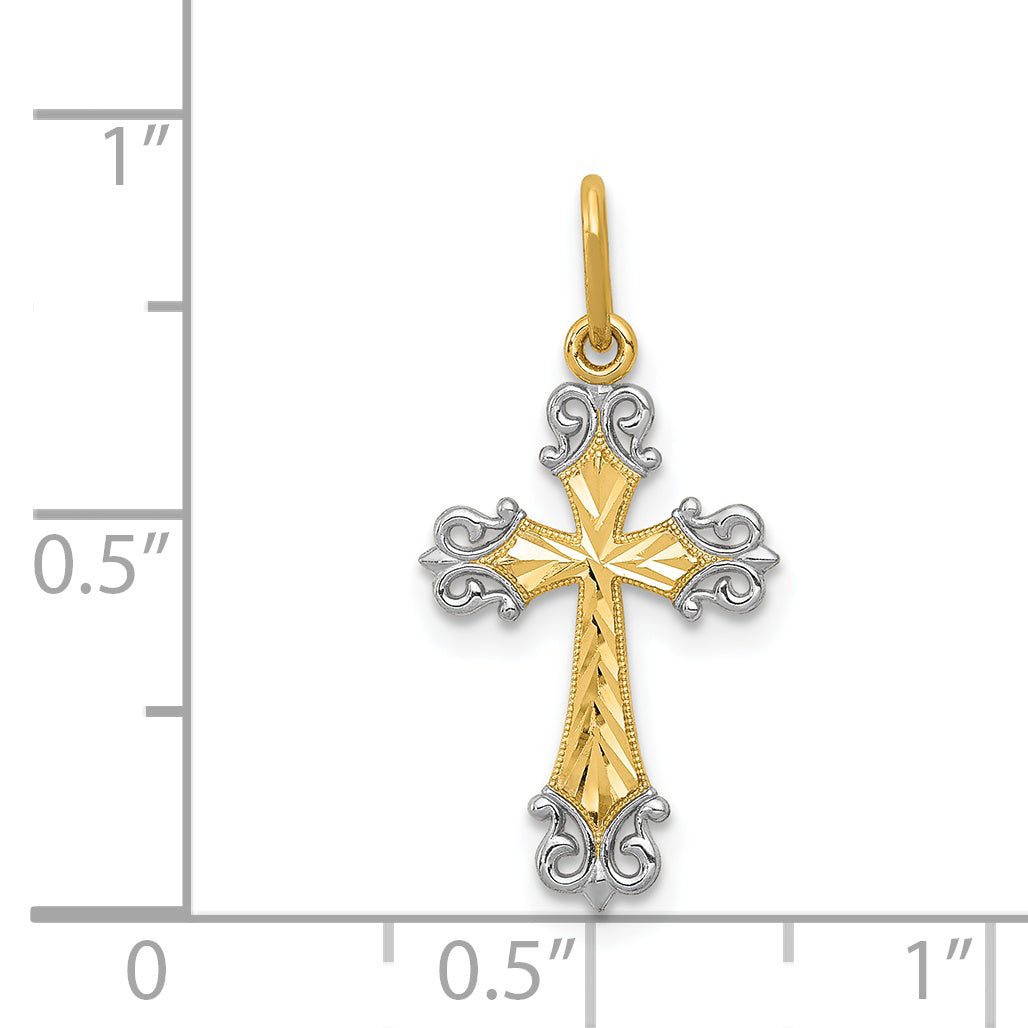 14K With Rhodium Cross Charm