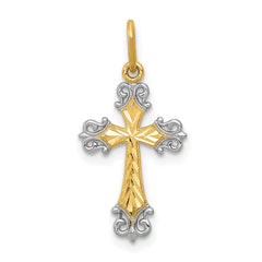 14K w/Rhodium Cross Charm