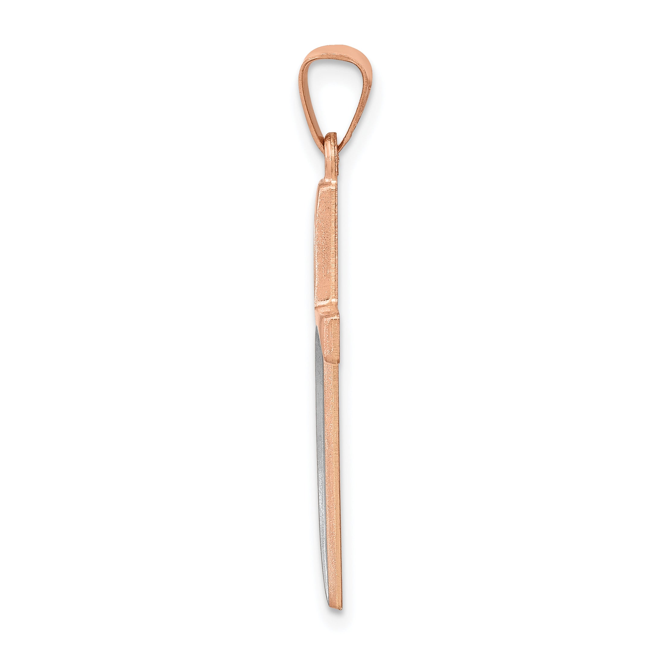 14K Rose Gold Rhodium Hollow Cross Pendant