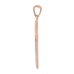 14K Rose Gold Rhodium Hollow Cross Pendant
